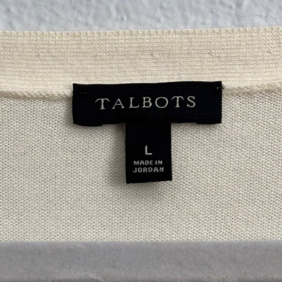 Talbots Womens Cream Long-Sleeve Sweater Sz L 58% Cotton 25% Modal Soft Knit Top - Picture 3 of 12